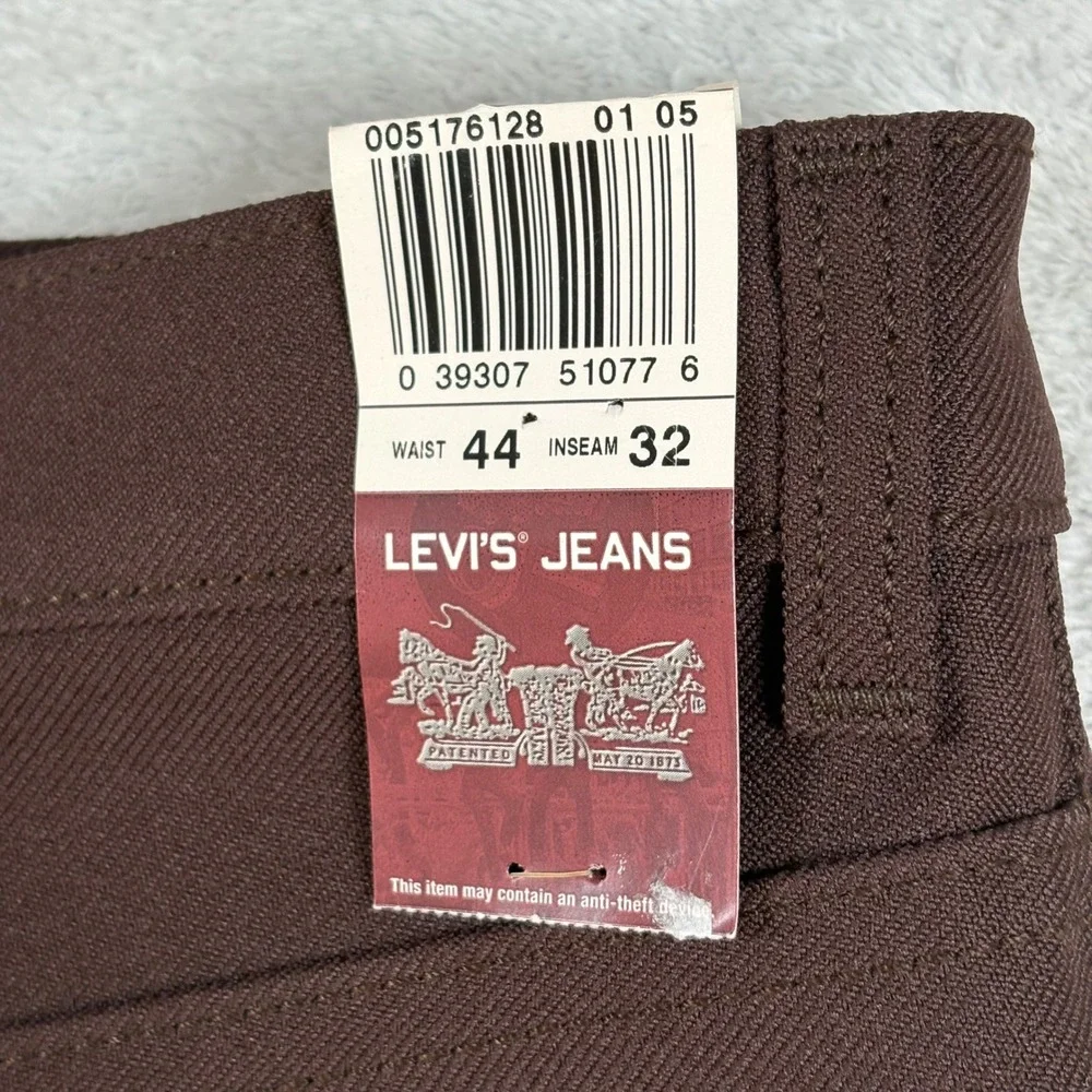 NOS Levi's 517 Boot Cut Mens Brown Sta-Prest Style Polyester Pants 44x32 NWT